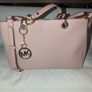 Michael Kors Cynthia Light Pink Saffiano Leather PSatchel with Gold Accents